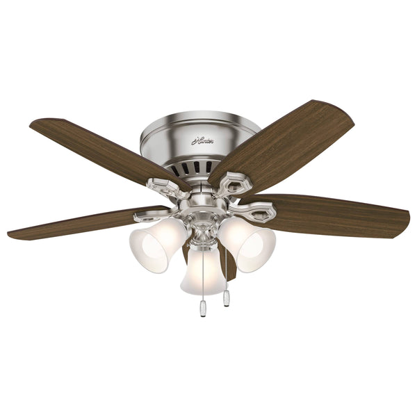 Hunter Builder Low Profile 42" Ceiling Fan with Light - Brushed Nickel